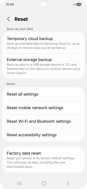 Press Factory data reset.