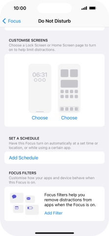 Press Add Schedule and follow the instructions on the screen to select settings for automatic activation of Do Not Disturb.