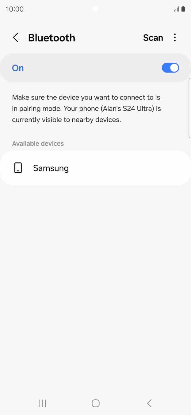 Press the required Bluetooth device and follow the instructions on the screen to pair the device with your phone.