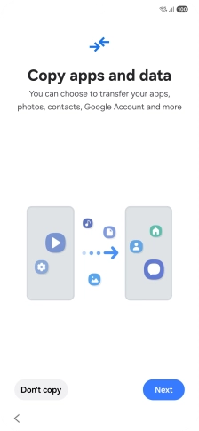 You can transfer the contents of another phone to your phone when it's activated for the first time and after a factory reset. When this screen is displayed, your phone is ready to transfer content from another phone.
