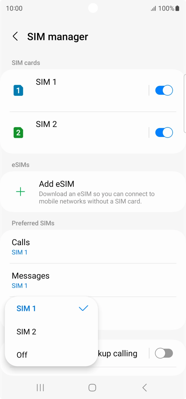 Press the required setting. Press the required setting.