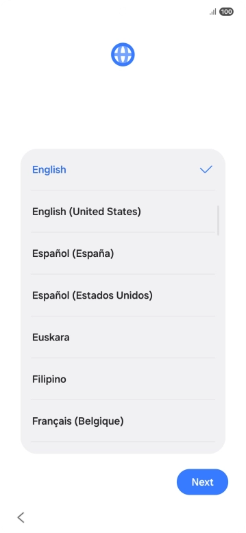 Press the required language.