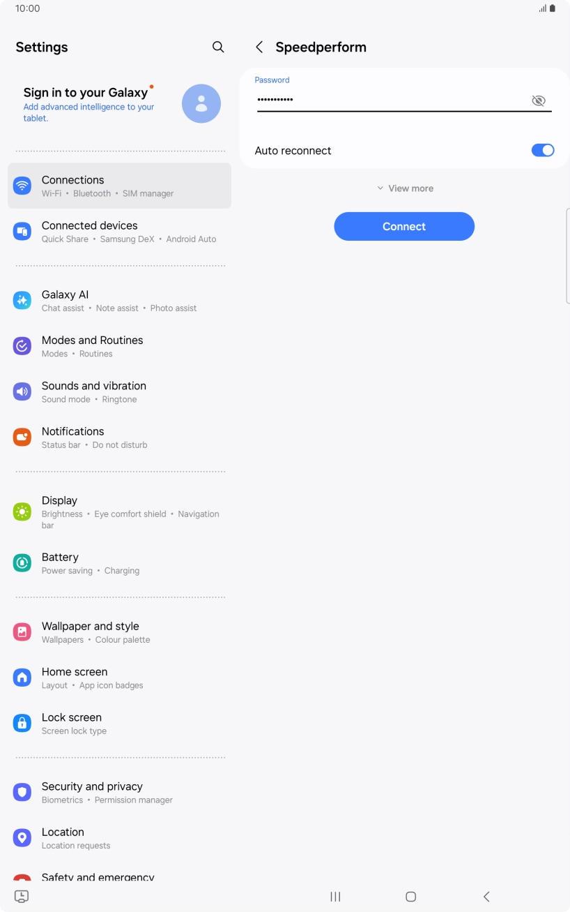 Key in the password for the Wi-Fi network and press Connect. Key in the password for the Wi-Fi network and press Connect.