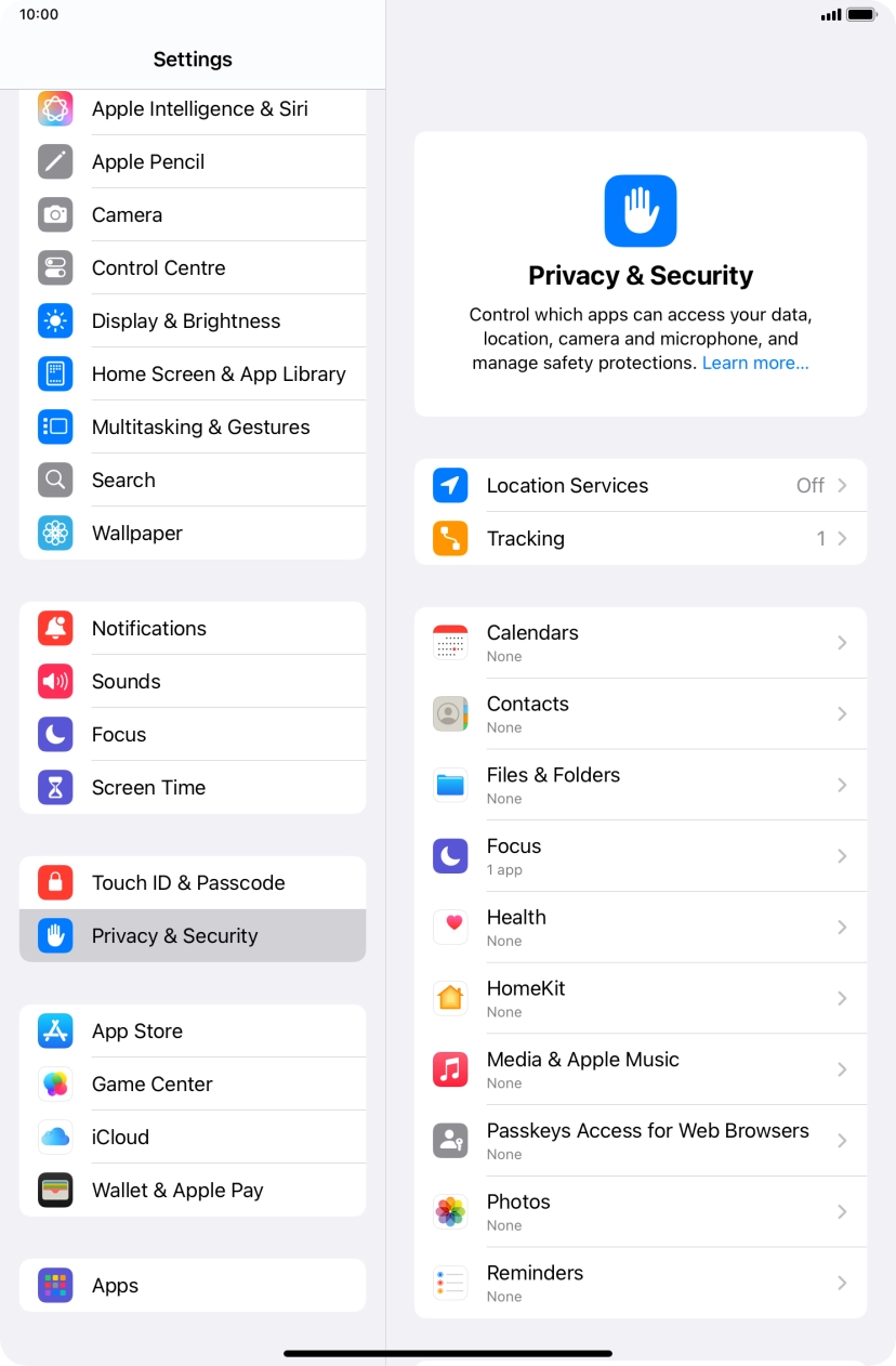 Press Location Services.