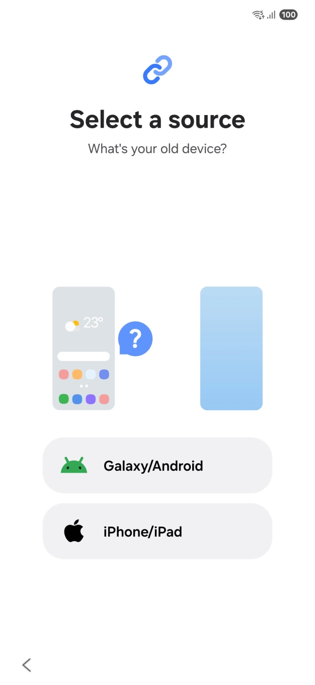 Press the required setting and follow the instructions on the screen to transfer the content from another phone.