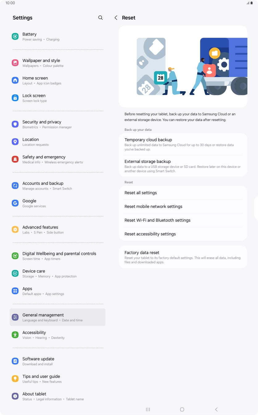 Press Factory data reset. Press Factory data reset.