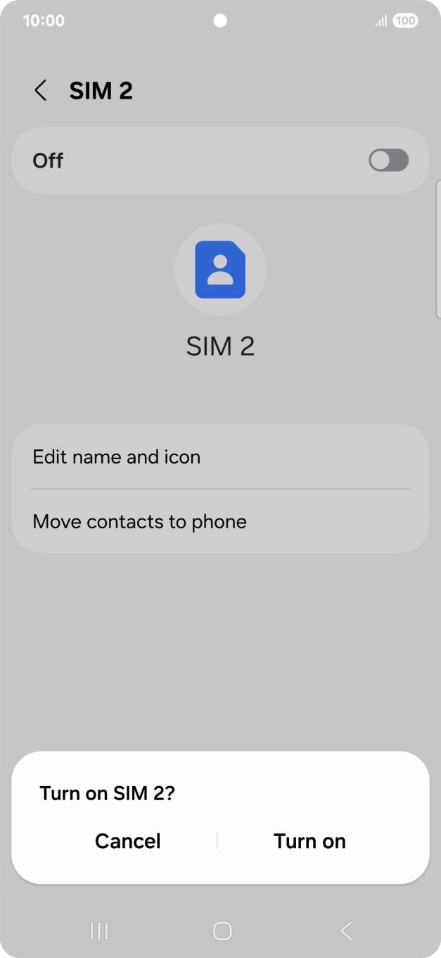 If you turn on use of the service, press Turn on. If you turn on use of the service, press Turn on.