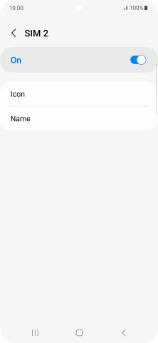 Press the indicator to turn use of the SIM on or off.