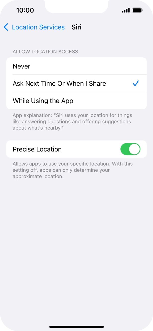 Press the required setting to turn the function on or off.