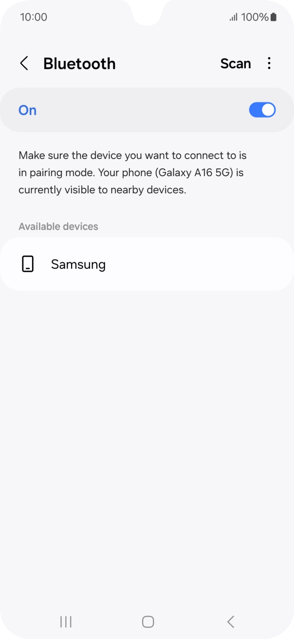 Press the required Bluetooth device and follow the instructions on the screen to pair the device with your phone.