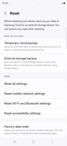 Press Reset mobile network settings.
