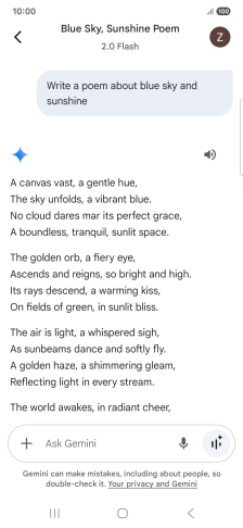 You can ask Gemini to generate a text based on your description.