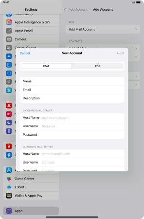 Press IMAP.