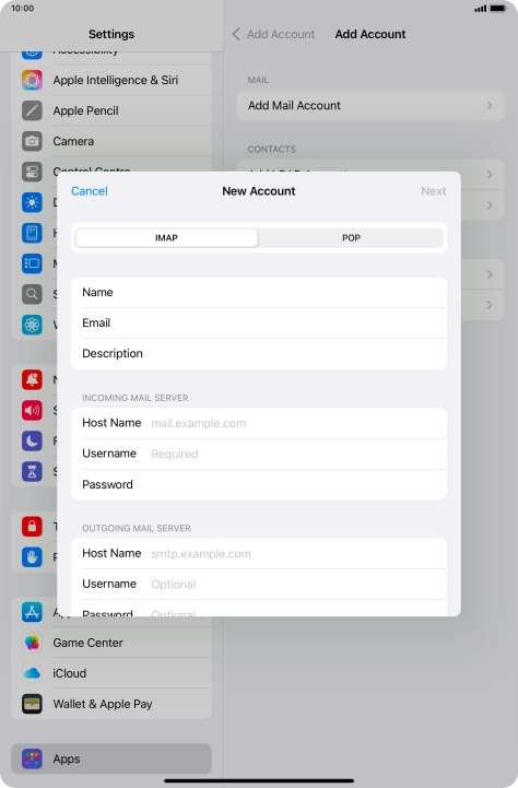 Press IMAP.