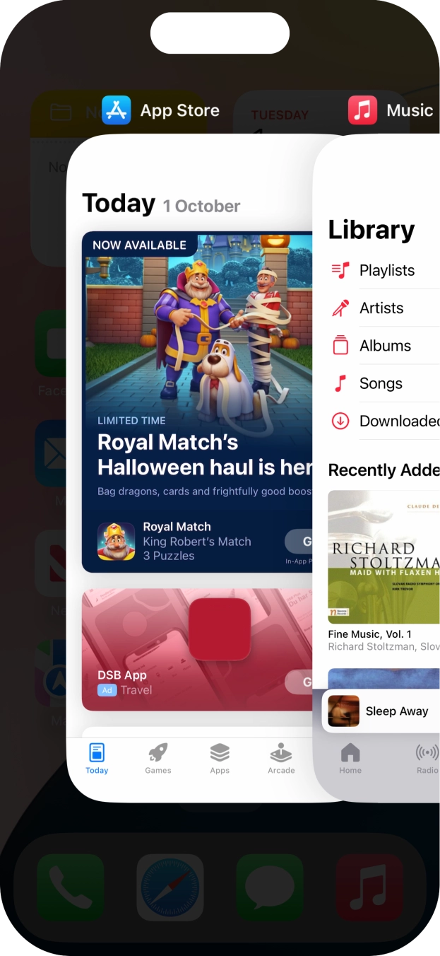 Slide upwards on the required application to end it. Slide upwards on the required application to end it.