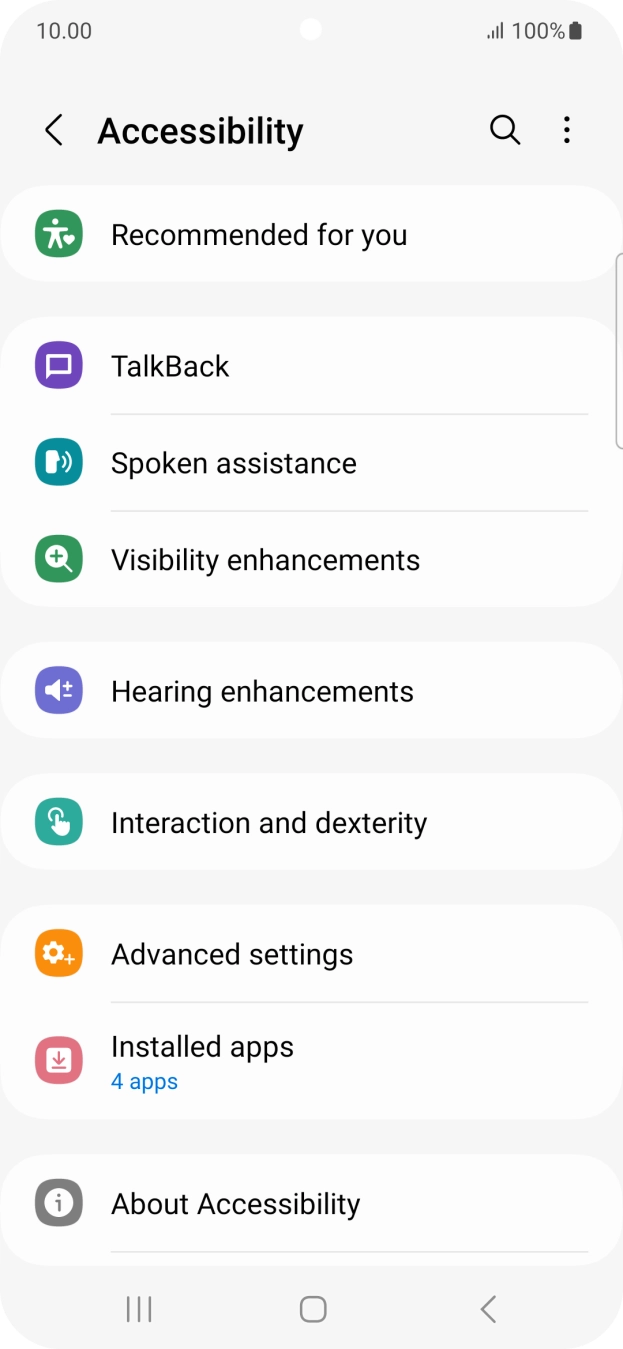 Press TalkBack and follow the instructions on the screen to select the required settings.