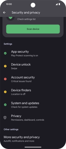 Press More security and privacy.