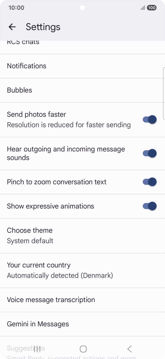 Press Gemini in Messages.