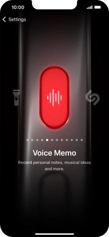 Slide your finger right or left on the screen to select the required function.