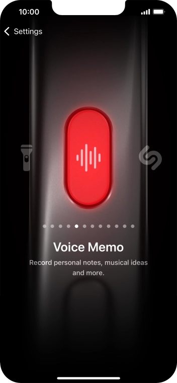 Slide your finger right or left on the screen to select the required function.