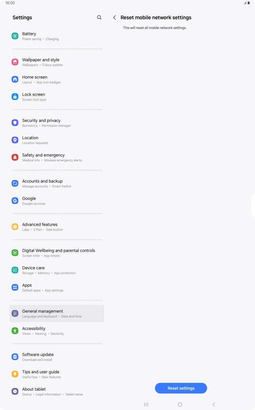 Press Reset settings.