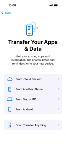 You can transfer content from an Android phone to your phone when it's activated for the first time and after a factory reset. When this screen is displayed, your phone is ready to transfer content from an Android phone.