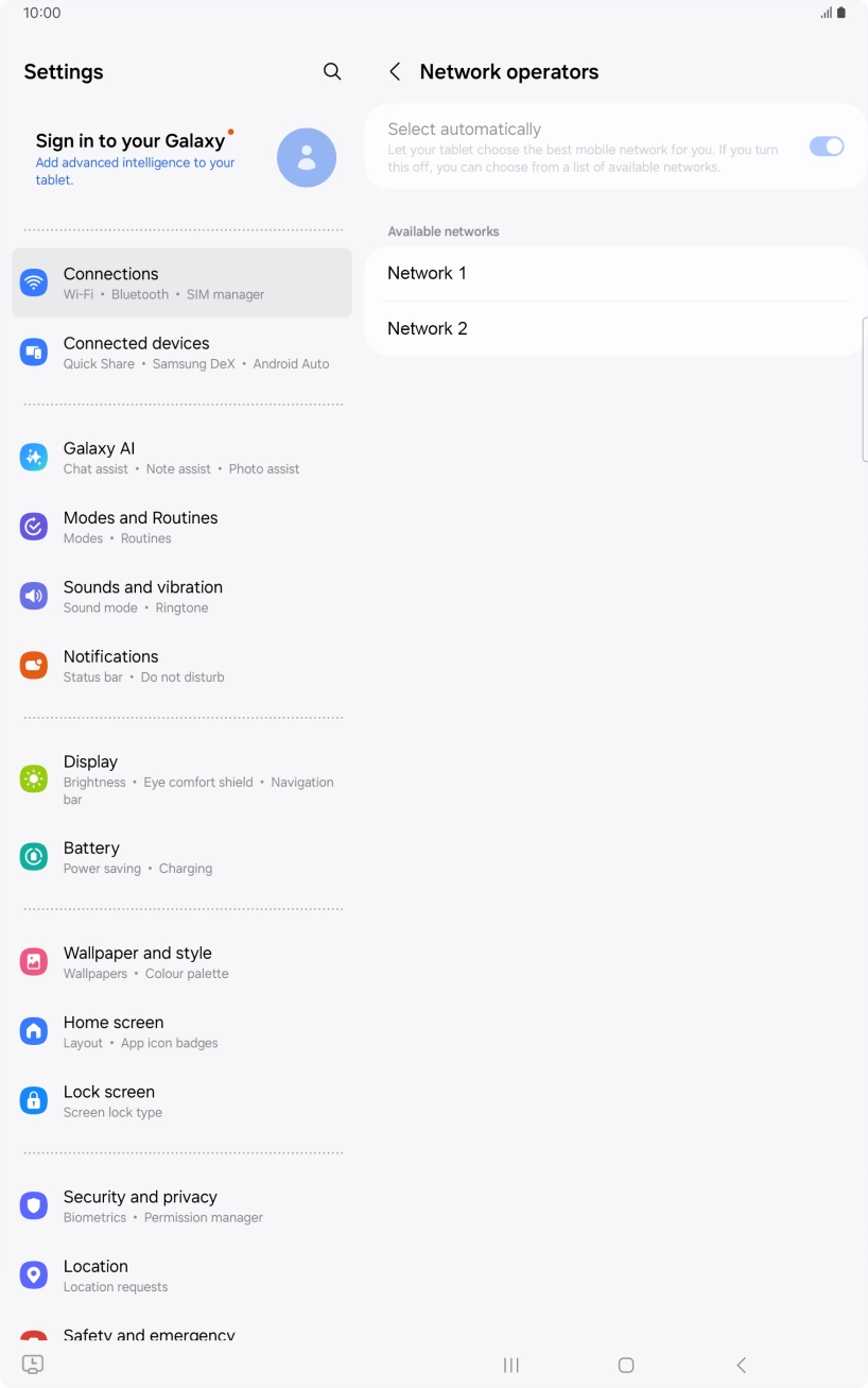 Press the required network.