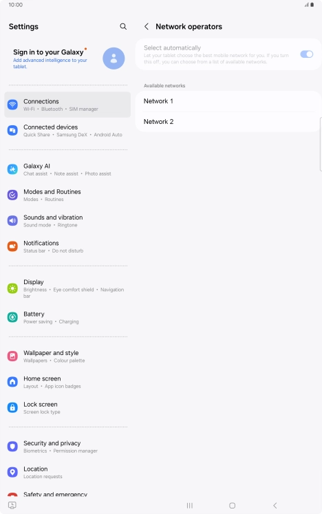 Press the required network. Press the required network.