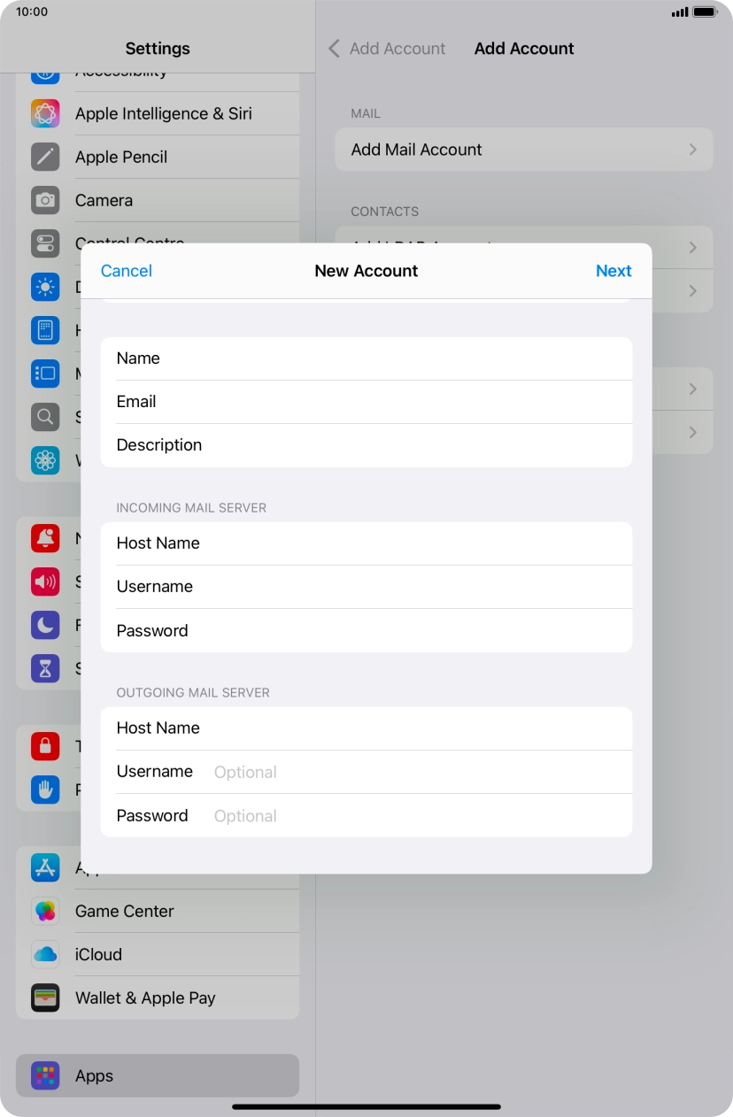 Press Username and key in the username for your Telstra email account.