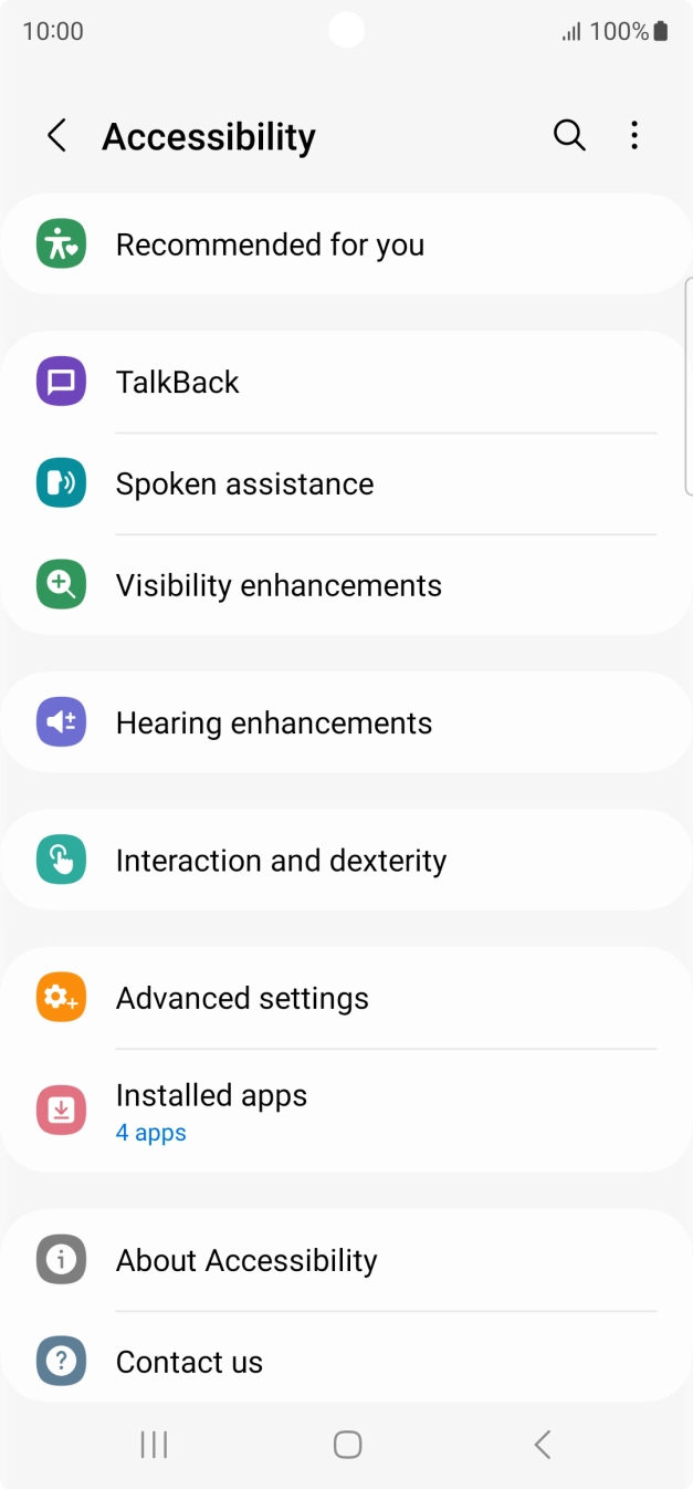 Press TalkBack and follow the instructions on the screen to select the required settings.