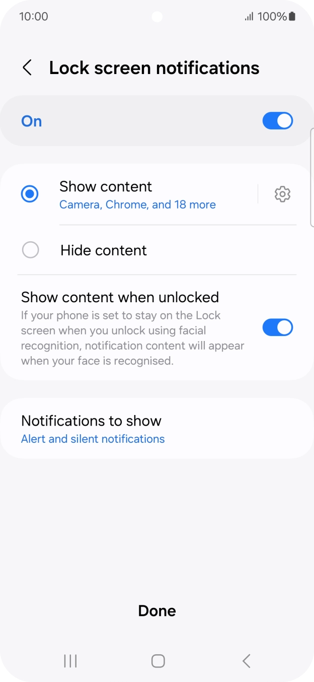 Press the required settings to turn them on or off.