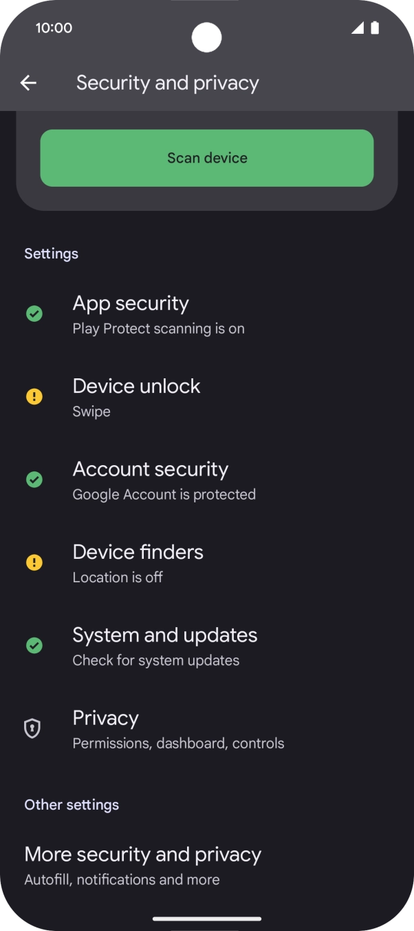 Press More security and privacy.