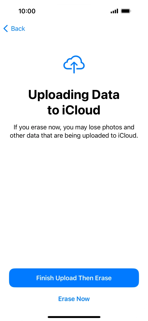 Press the required setting.