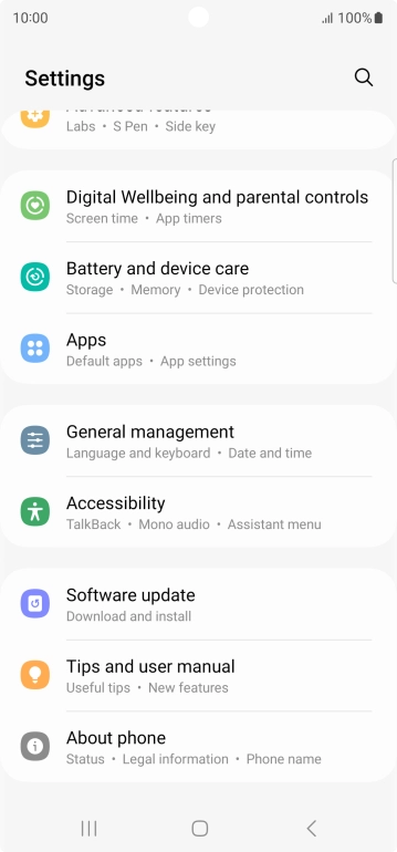Press Battery and device care. Press Battery and device care.