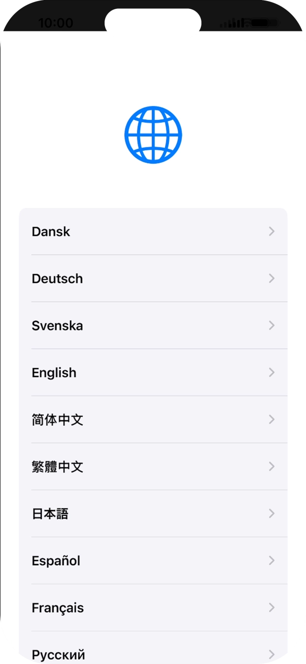Press the required language.