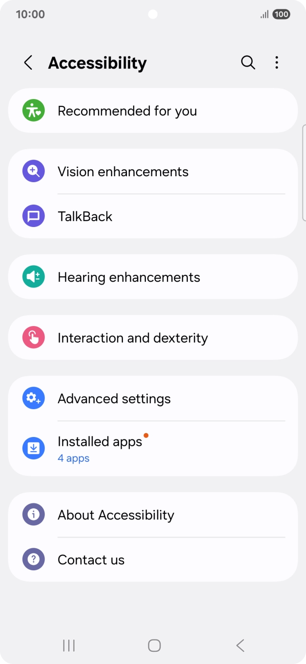 Press Vision enhancements and follow the instructions on the screen to select the required settings.