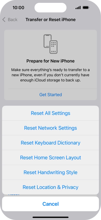Press Reset Network Settings.