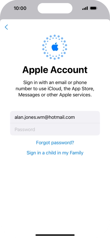 Press Password and key in the password for your Apple ID.