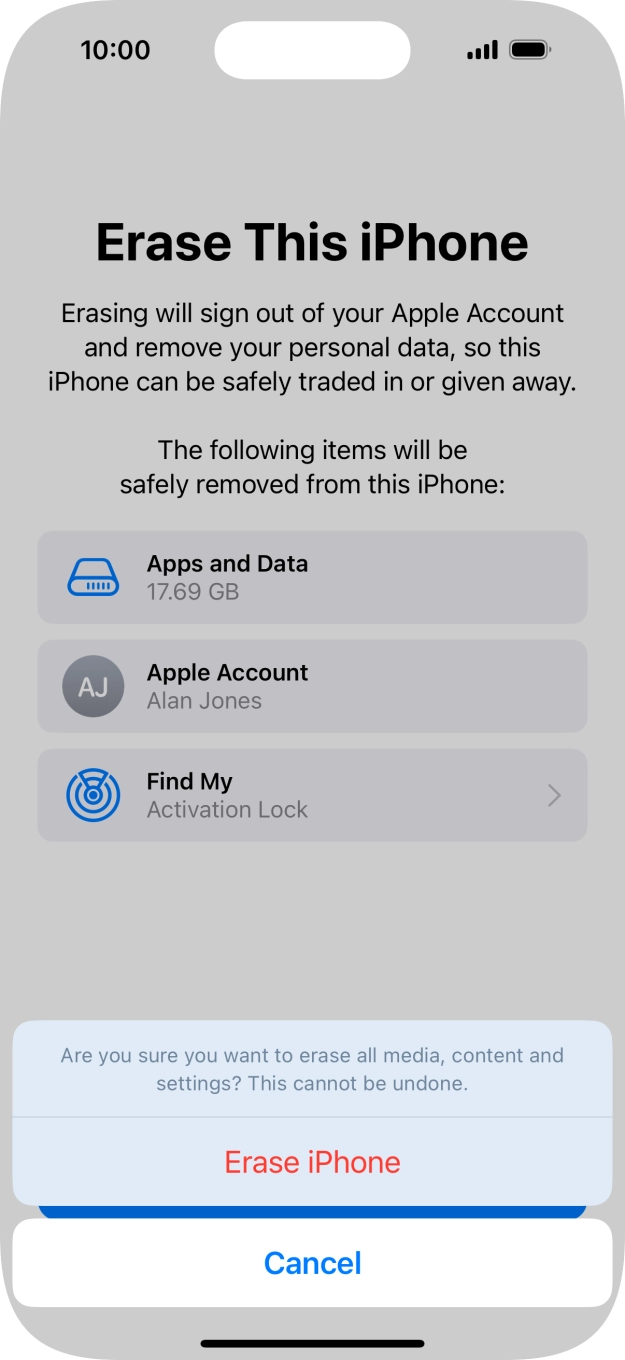 Press Erase iPhone.