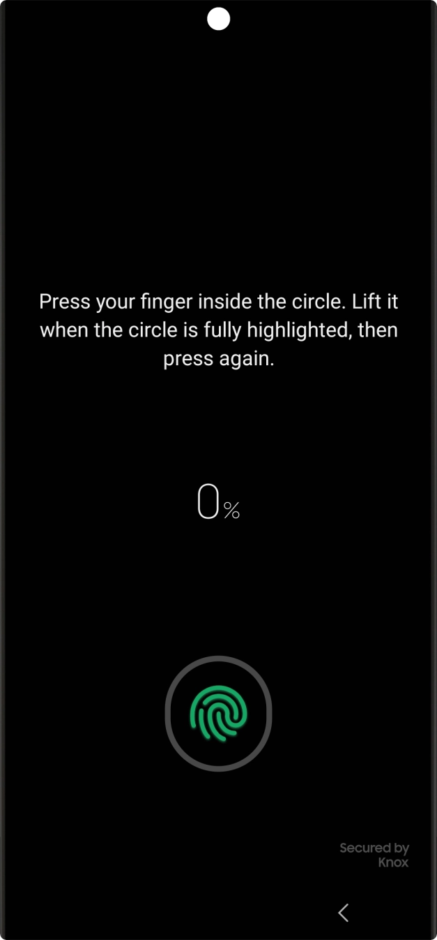 Follow the instructions on the screen to create the phone lock code using your fingerprint.