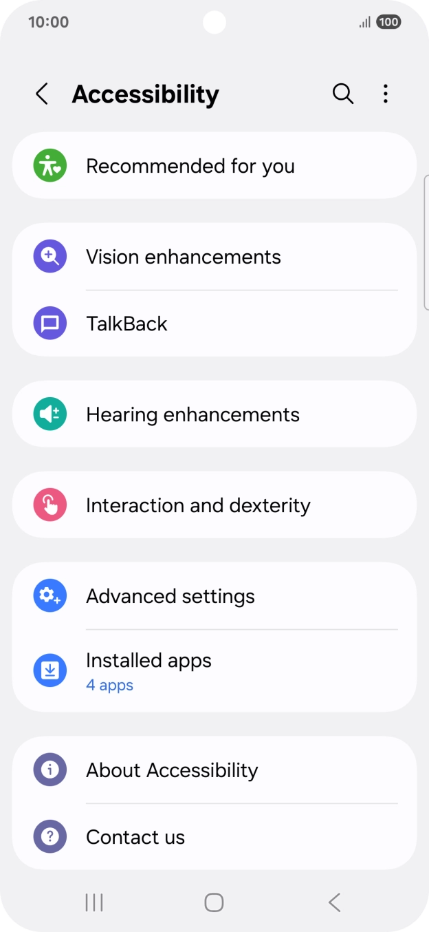 Press Vision enhancements and follow the instructions on the screen to select the required settings.
