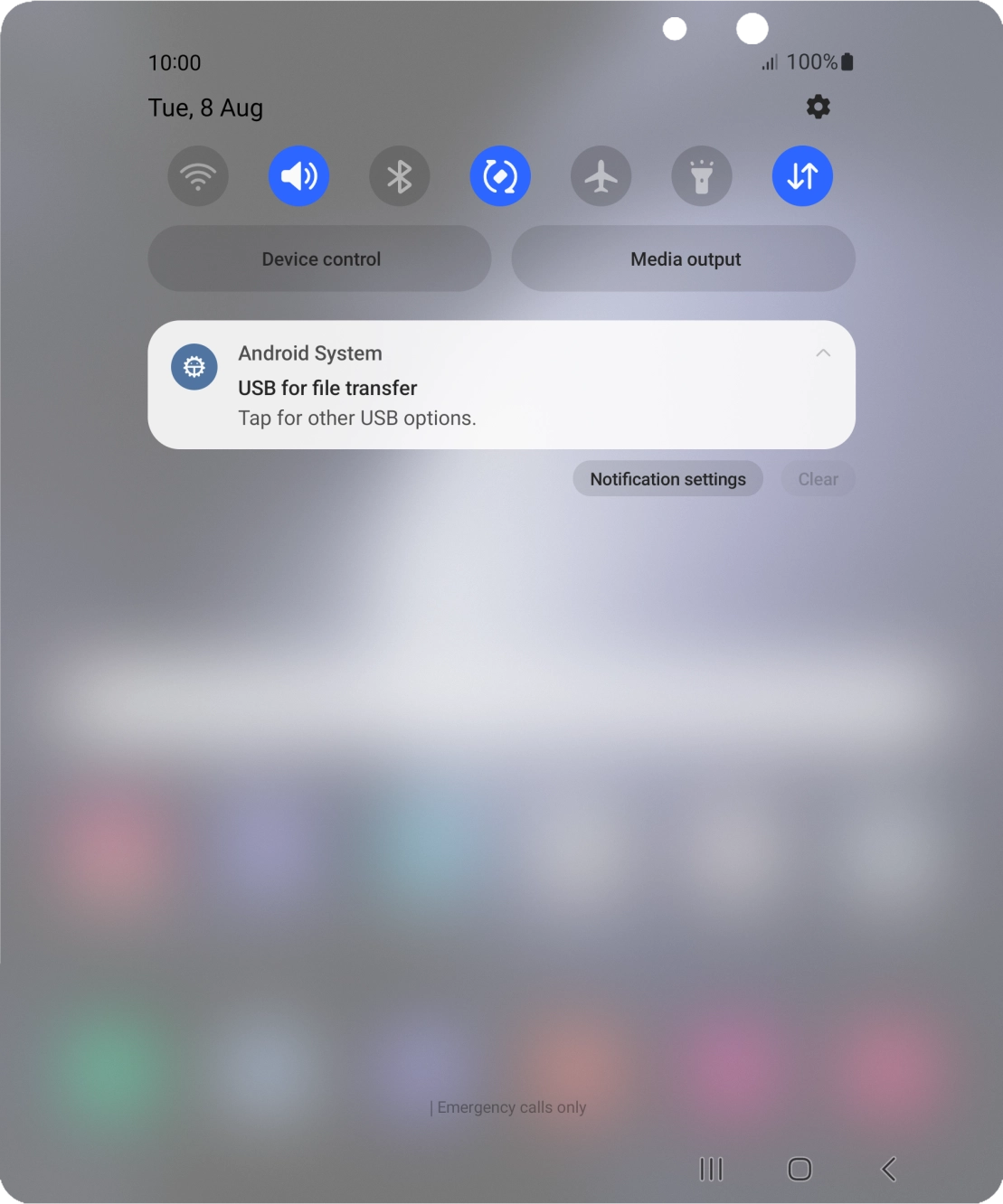 Press Tap for other USB options..