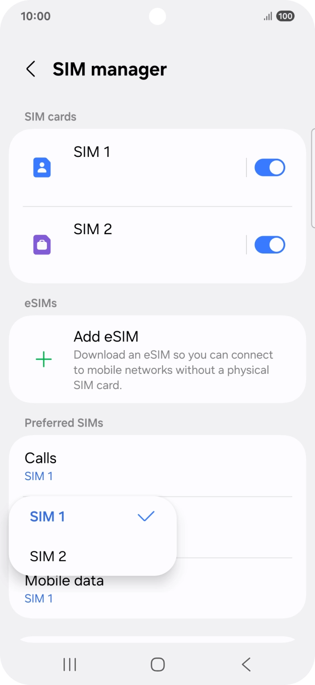 Press the required service.