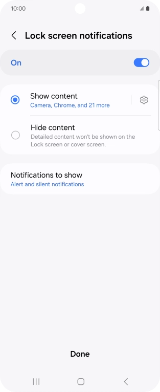 Press the required settings to turn them on or off.