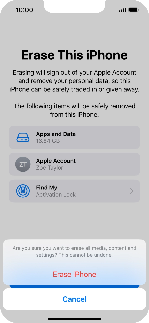 Press Erase iPhone.