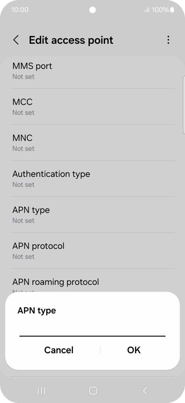 Key in default and press OK. Key in default and press OK.