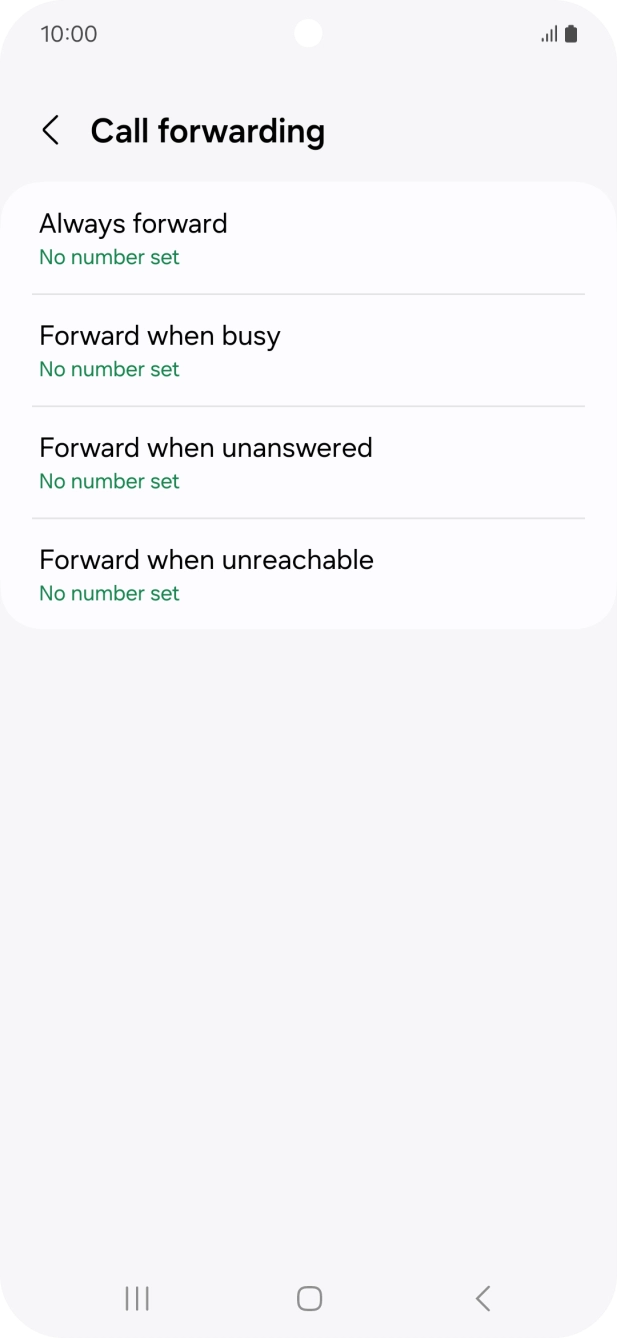Press the required divert type.
