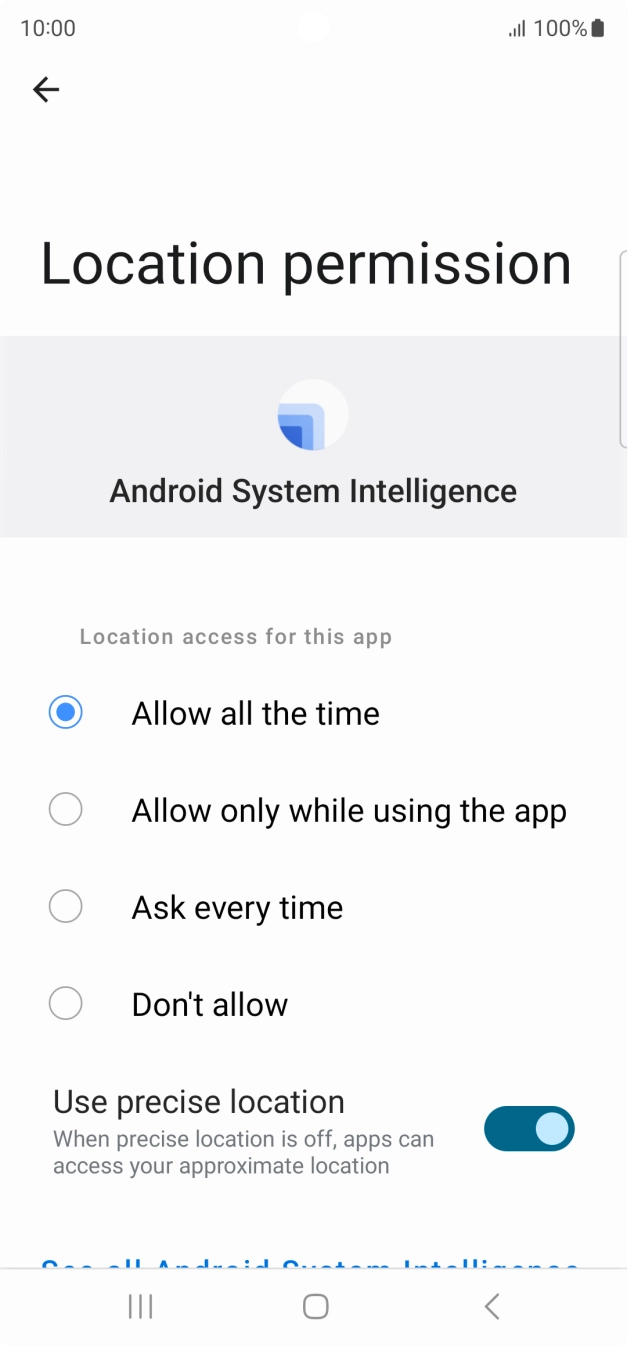 Press the required setting.