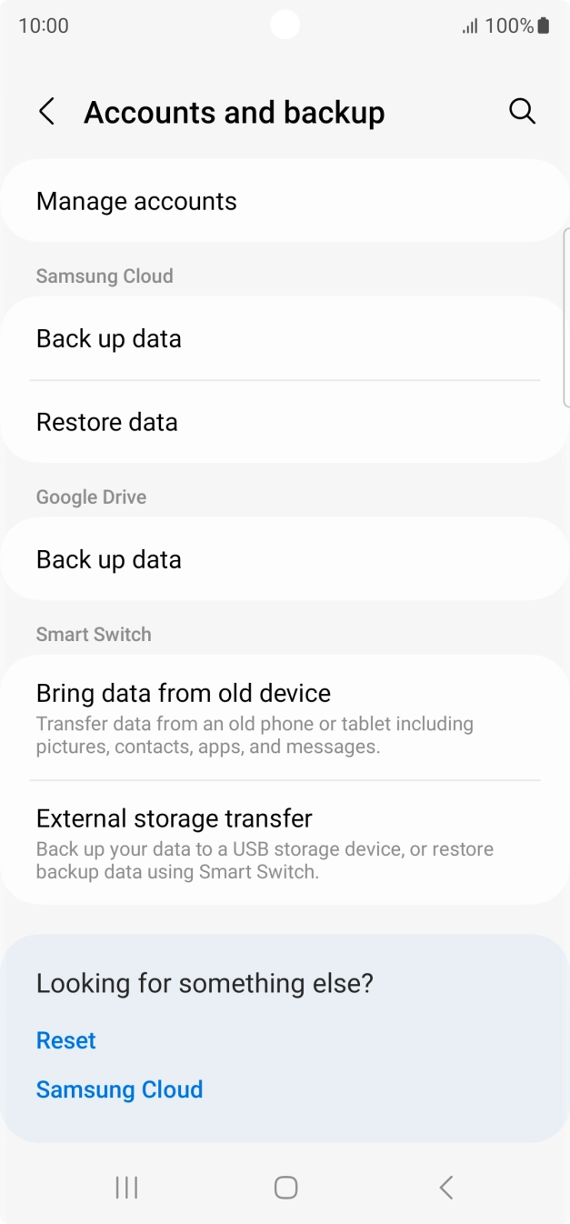 Press Manage accounts.