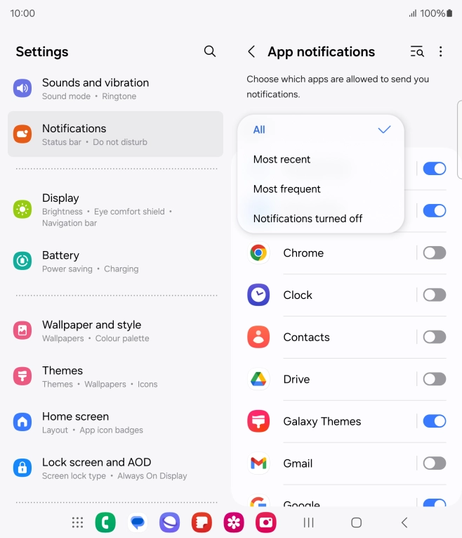 Press the required setting. Press the required setting.